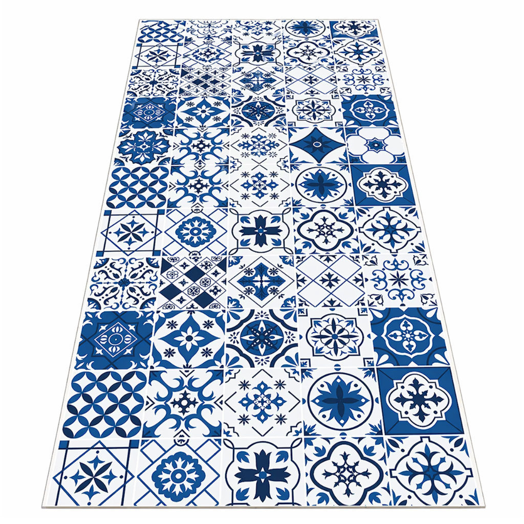 Küchenteppich | Blaue Karos